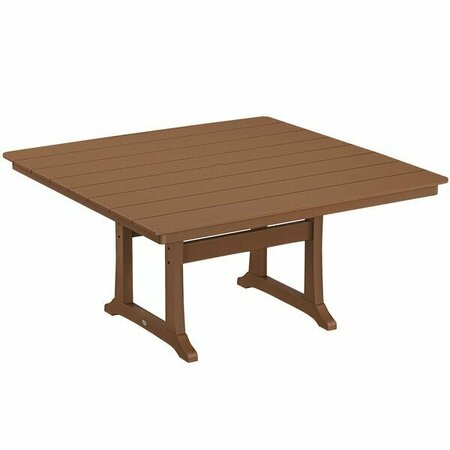 POLYWOOD Farmhouse Trestle 59'' Teak Dining Height Table 633PL85T1LTE